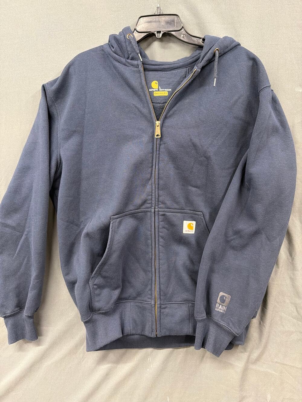 Carhartt Rain Defender Hoodie Mens Large Navy Blue Original Fit Full Zip